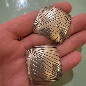 Huge Vintage Navajo 925 Sterling Silver Square Earrings￼